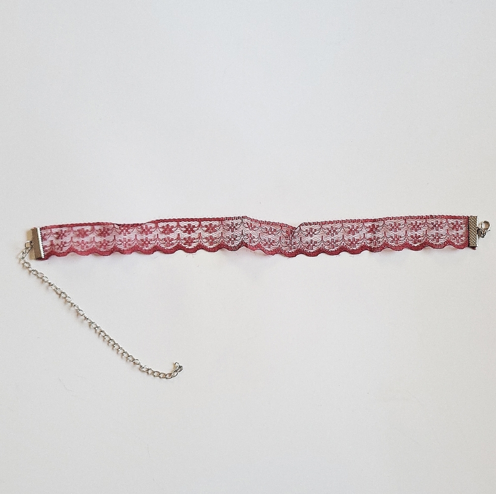 New Red Floral Lace Choker Necklace Goth-Romantic Adjustable Cosplauly Choker